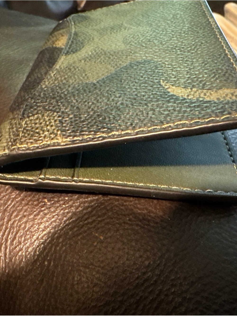 Coach Men's Green/Black Camouflage Bifold Wallet w/ ID Window, Credit Card - Picture 15 of 16